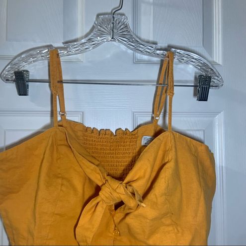 Sofía Jeans by Sofia Vergara Mustard Button Front Blouse Tank 3X