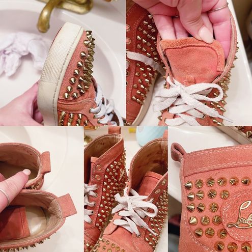 Christian Louboutin, Shoes, Authentic Christian Louboutin Peach Nubuck  Spike Louis Orlato Mid Top Sneakers