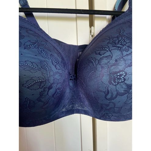 Cacique Lane Bryant Womens Bra 50D Navy Blue Modern Lace