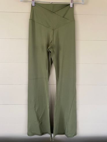 Aerie Green Crossover Flare Leggings