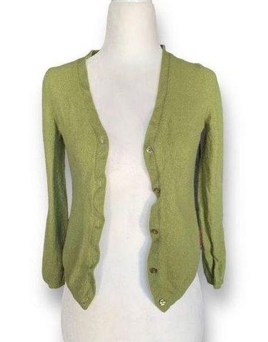 Vintage Lulu Bravo Cardigan Sweater Green Vneck Button Front Merino Wool  Size XS - $19 - From Amy