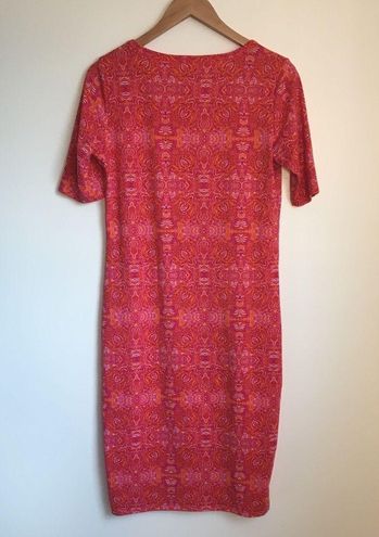 LuLaRoe Julia Dress Mosaic Print Short Sleeve Red Midi Womens Size M Size M  - $18 - From weilu