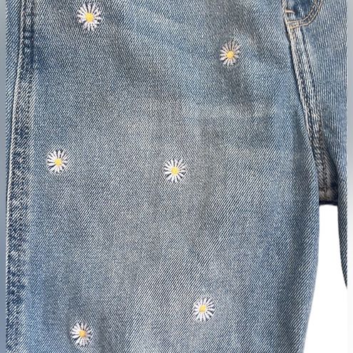 Hollister 90s Jeans Womens 3/26 High Rise Mom Jean Flowers Daisy Embroidered