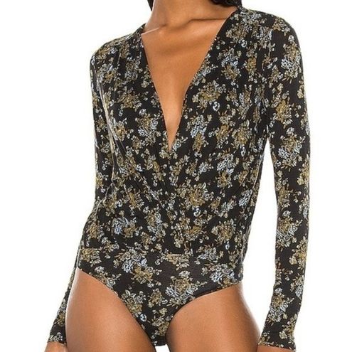 Free People 10. Printed Turnt Bodysuit in Black Intimately - $18 - From  Katie