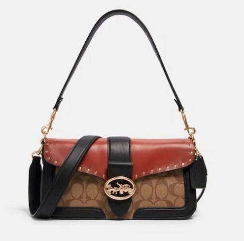 Coach Bags | Coach Georgie Shoulder Bag in Colorblock Signature Canvas with Rivets | Color: Black | Size: Os | Thanhthuy2401's Closet