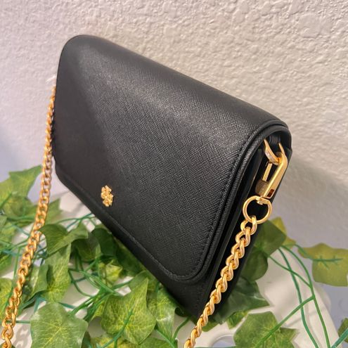 Tory Burch Emerson Black Saffiano Chain Wallet Clutch Crossbody Purse Bag  Style No. 136093