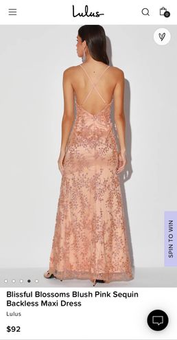 Blissful Blossoms Blush Pink Sequin Backless Maxi Dress