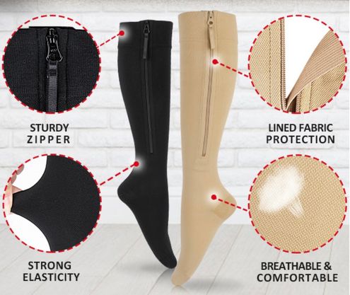  Ailaka Medical Compression Socks with Zipper, Knee