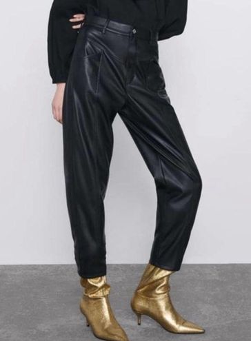 Zara, Pants & Jumpsuits, Zara Extra Long Faux Leather Leggings