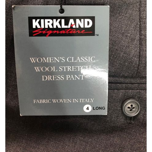 Kirkland Signature Women's Classic Wool Stretch Dress Pants Gray Sz 4  Inseam 35