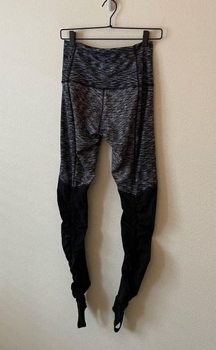 Lululemon Leggings Womens Size 4 Black Wunder Under Stirrup Pant Dramatic  Static