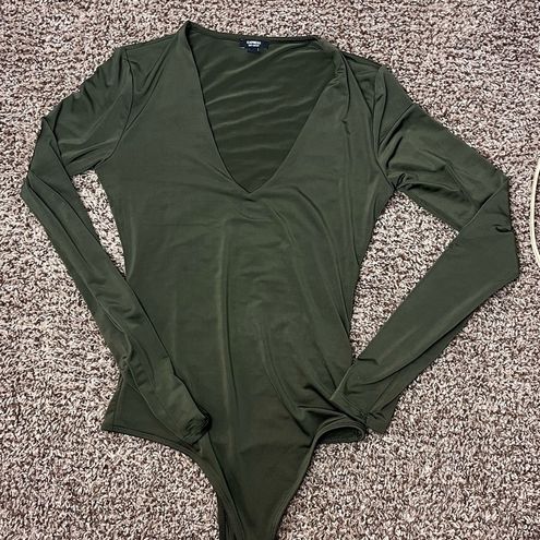 EXPRESS body contour compression v neck long sleeve bodysuit NWOT Size XS -  $16 - From Courtney