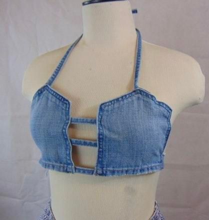 DIY Denim Halter Bralette Blue 13 New With Tags From Pauline