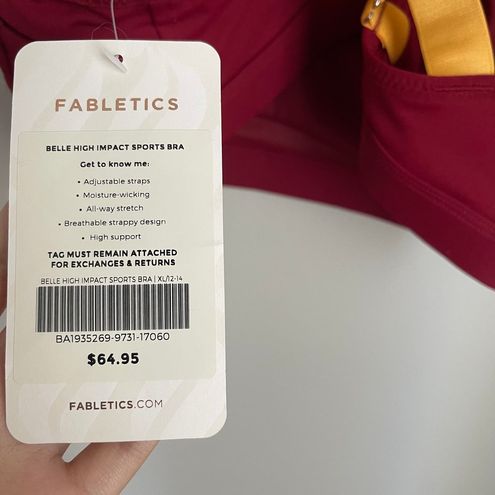 Fabletics NWT Red Belle High Impact Sports Bra (Size XL) - $35 New With  Tags - From Grace