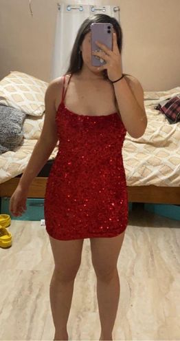 Briar Sequin Bodycon Dress in Red