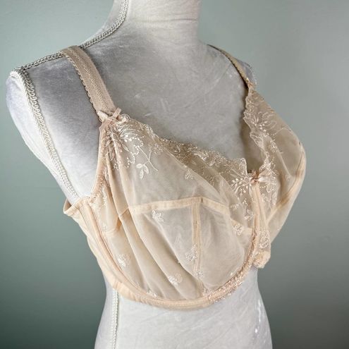 Panache Ariza Balconnet Bra 38GG Beige Lace Semi Sheer 5051