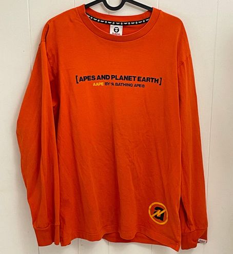 AAPE by A Bathing Ape Orange Plaid Shirt