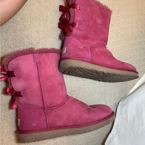 UGG EUC Bailey Bow Back Hot Pink Boots Women s Size 10 80