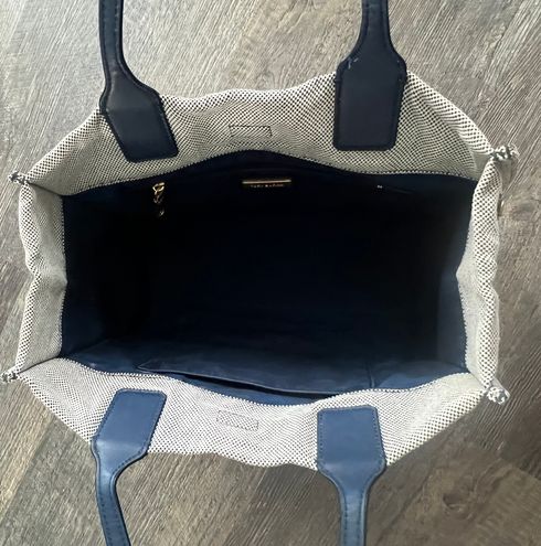 Tory Burch Mini Ella Tote Canvas and Leather - Navy Blue - $75 (73