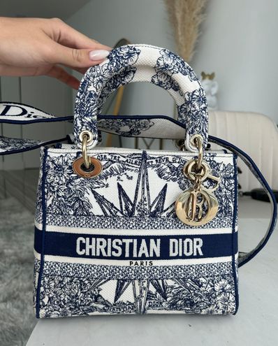 Lady d-lite handbag Dior Blue in Cotton - 33711027