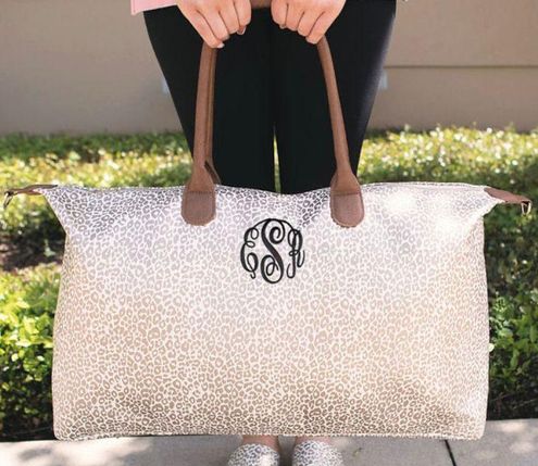 Metallic Leopard Monogrammed Tote Bags - Marleylilly