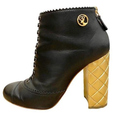 Chanel Leather Gold Quilted Heel Booties Size undefined - $620 - From Ava