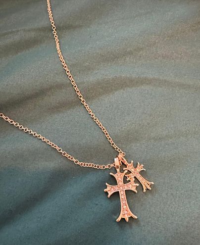 現貨) (訂購)美國直送十字架頸鏈Double Cross Me Necklace, 女裝, 飾物及配件, 頸鍊- Carousell