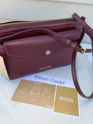 Michael Kors Maisie Medium Pebbled Leather 3-in-1 Crossbody Bag - Merlot