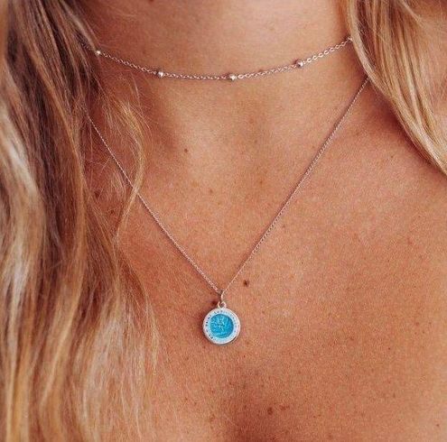 St. Christopher Necklace in Two Tone Blue // Get Back Necklaces