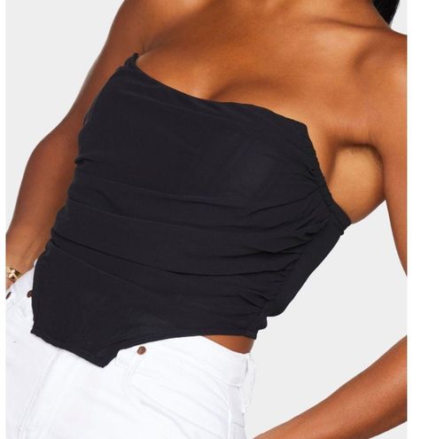 Shape Black Chiffon Ruched Corset Crop Top