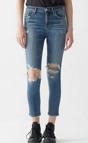 AGOLDE Sophie High Rise Skinny Distressed Cuffed Crop Jeans in