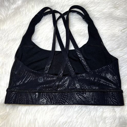 Lululemon Energy Bra Shine Medium Support Acclimatize Black Foil Size 2 -  $40 - From Blessedwifey