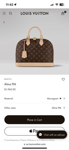 Louis Vuitton Vintage Alma PM Bag Brown - $300 (84% Off Retail