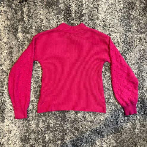 Vince Camuto Women's Bobble Stitch Sleeve Pullover Sweater (Aurora Pink, S)  