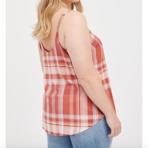 Torrid NEW 2 Plus Size Ava Stretch Challis Lace Trim Cami Mauve Pink Plaid  Top - $35 New With Tags - From MadiKay