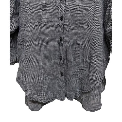 Flax By Jeanne Engelhart Button Front Linen Top Black/White Women's Size  Small - $88 - From Jessica