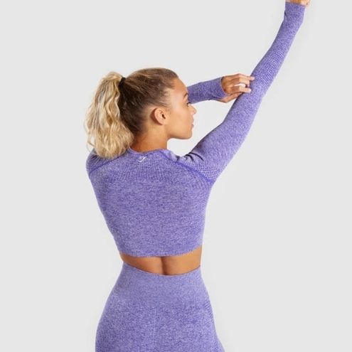 Gymshark Vital Seamless Long Sleeve Crop in Purple Marl Size L