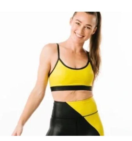 Zyia Active Neon Yellow Black Activewear Sports Bra Women's Size Large L -  $27 - From Taylor