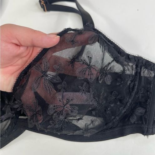 Savage x Fenty Black Unlined 3D Floral Bra Size 42D - $39 - From Holly