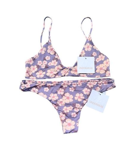 Mai Underwear Deluxe Everyday Top and Bottom in Navy Hibiscus Size