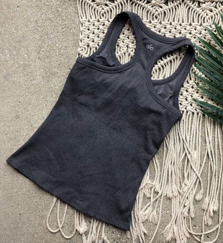 Alo Yoga Grey Rib Support Tank Top Size Small Gray - $40 (50