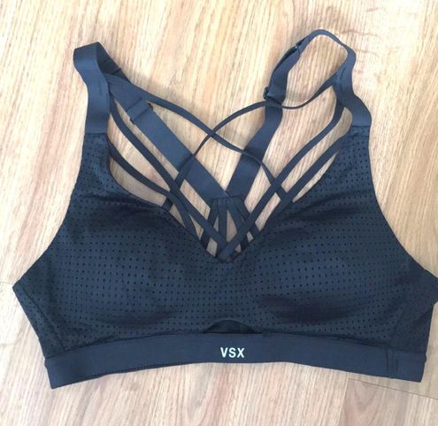 Victoria's Secret Black Strappy Mesh Cup Sports Bra Size XL - $15