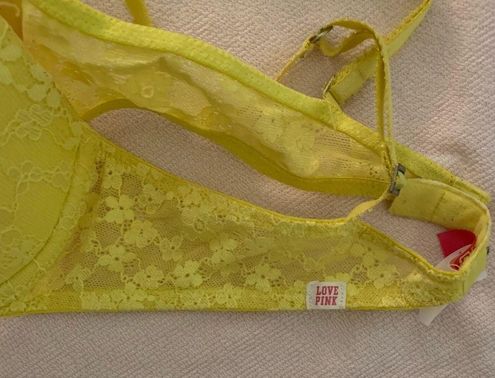 PINK - Victoria's Secret PINK Bright Yellow Lace Scoopneck Bra