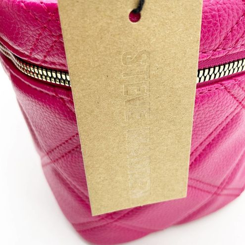 Steve Madden NEW Hot Pink Train Vanity Case Quilted Cosmetic