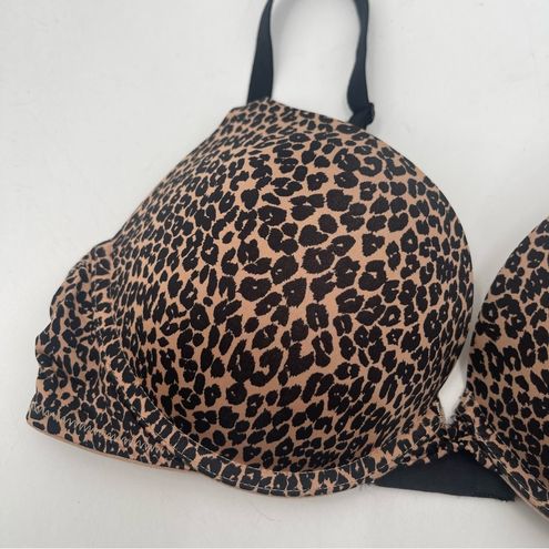 VICTORIA’S SECRET Push-Up Bra Size 36C Animal Print Leopard Print Satin  Padded