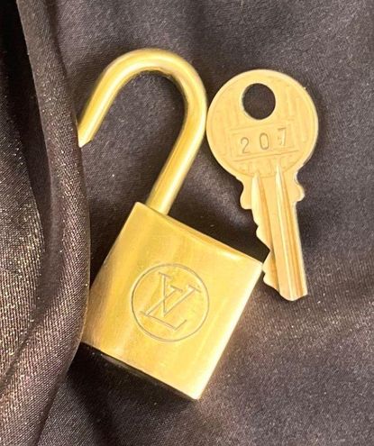 Vintage Gold Brass Lock and Key Set #207 by Louis Vuitton