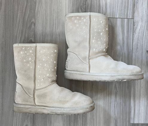 UGG Classic Short Everlasting White Swarovski Crystals Pearl Boots