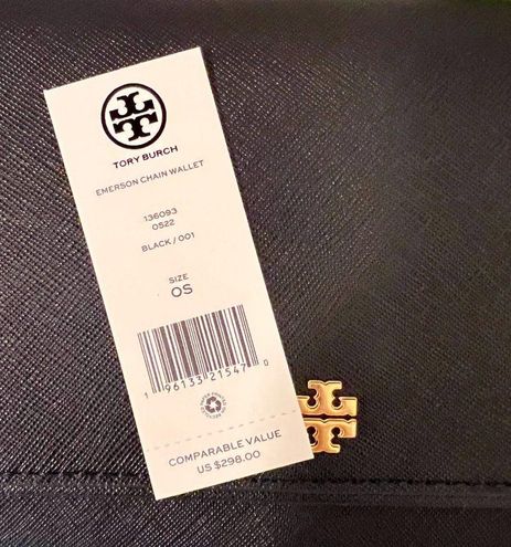 Tory Burch EMERSON BLACK SAFFIANO LEATHER GOLD CHAIN SHOULDER WALLET BAG  136093 - $199 New With Tags - From Emily