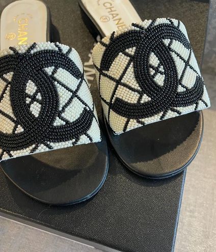 Chanel sandals pearl embroidery Tan Size 5.5 - $900 (25% Off Retail)