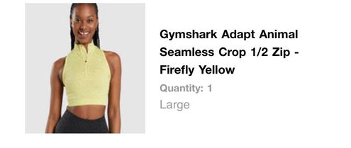 Gymshark Adapt Animal Seamless Crop 1/2 Zip - Firefly Yellow